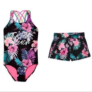Justice Sz 10 Swimsuit & Swim Shorts